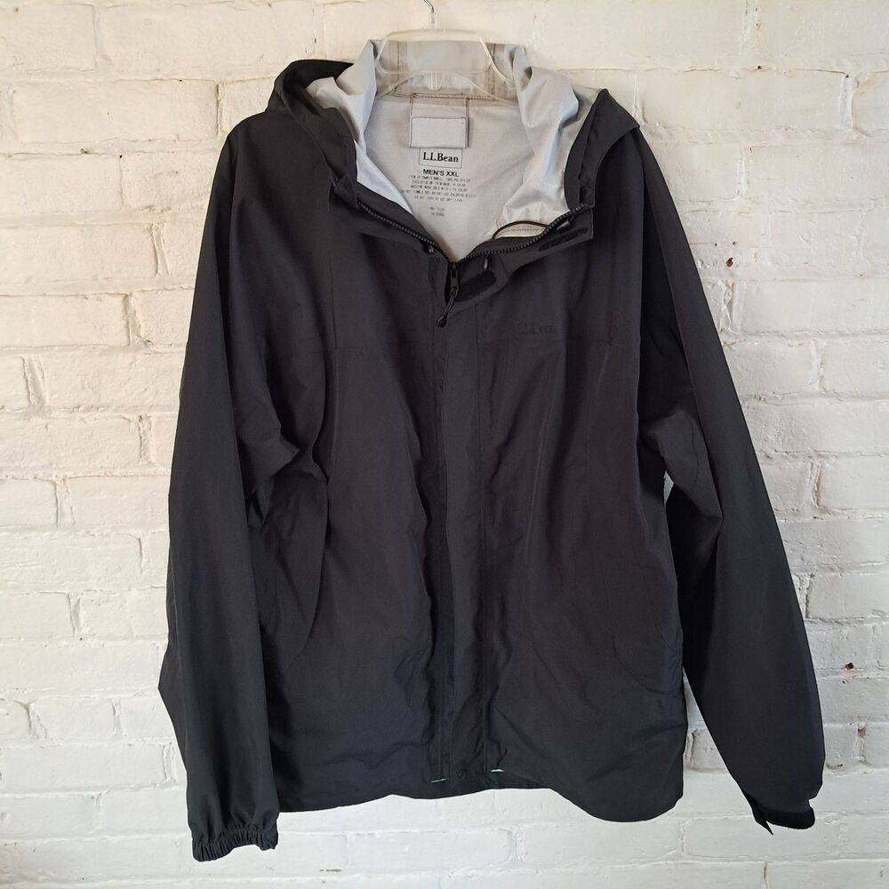 L.L. Bean Trail Model Hooded Rain Jacket Men's XXL Black Waterproof Gorpcore